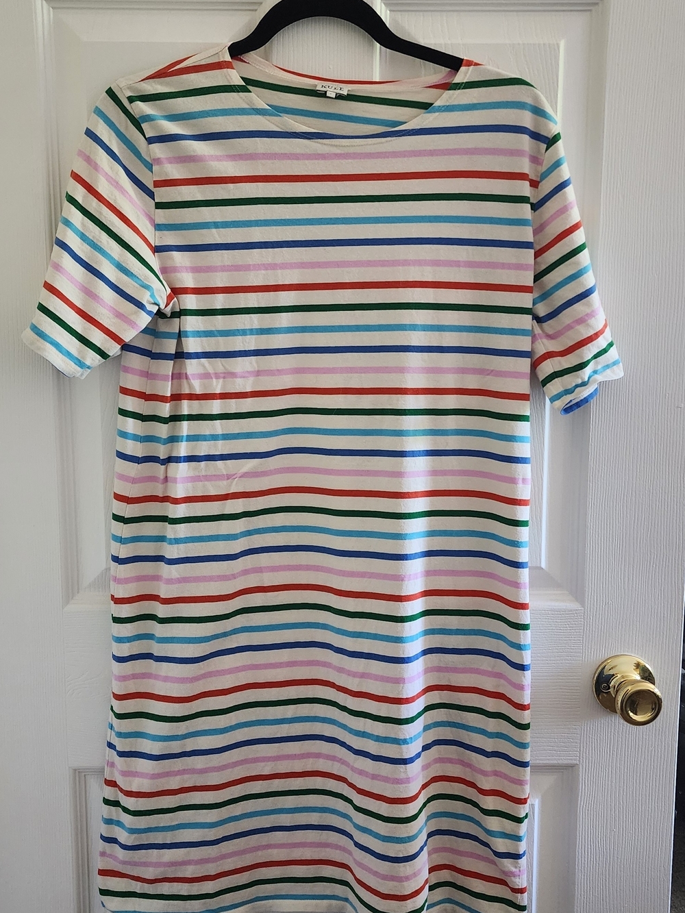 KULE Striped Crewneck T-Shirt Dress  Multi Colors LARGE